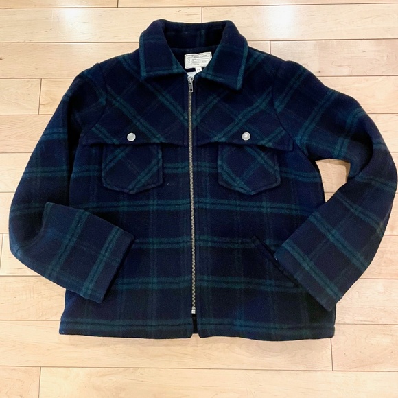 NWOT CURRENT/ELLIOTT Wool Felt Plaid Shirt Jacket - Picture 1 of 8